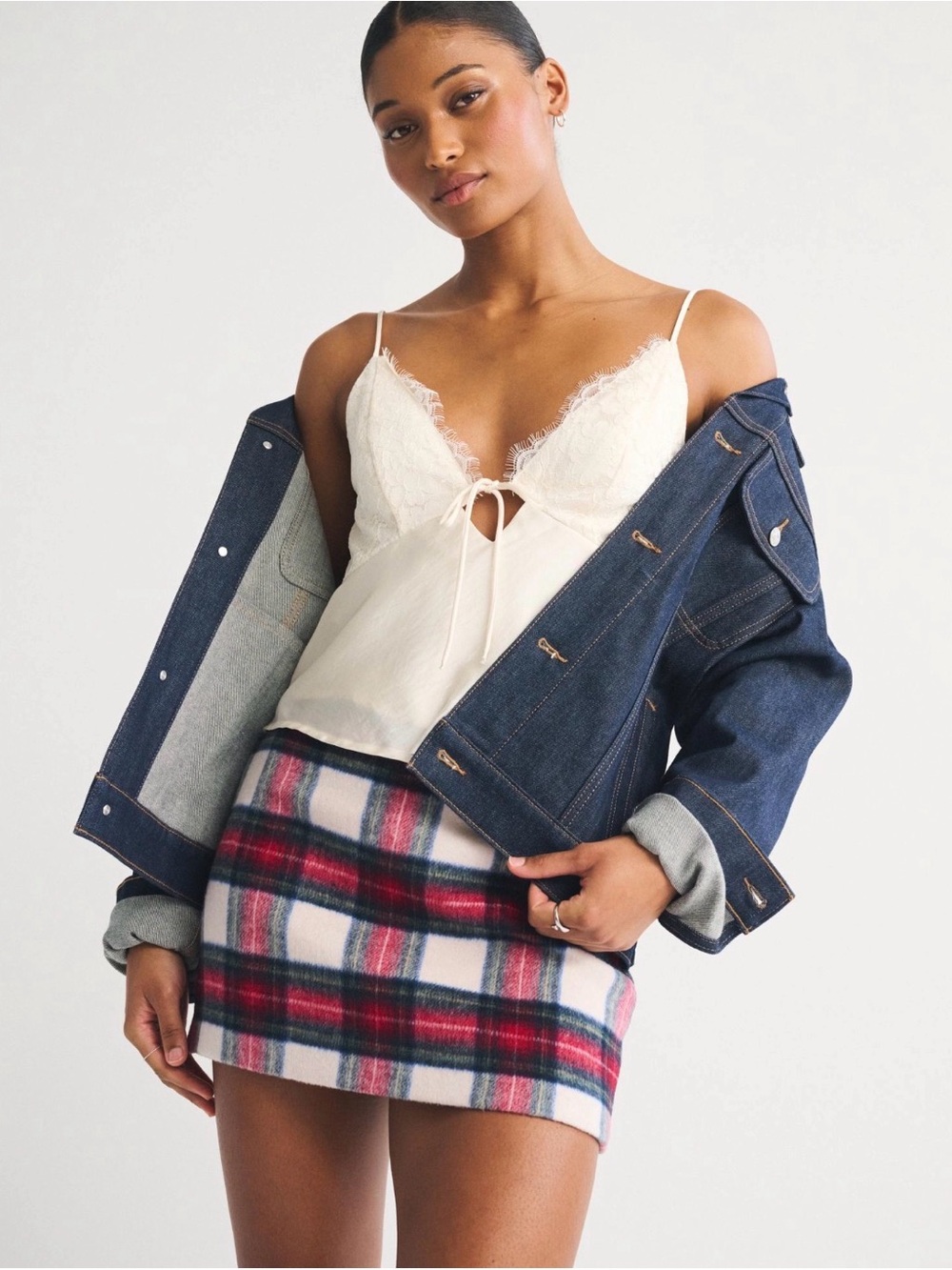 Abercrombie & Fitch Wool Plaid Mini Skirt XXS Dark Academia Fall Preppy